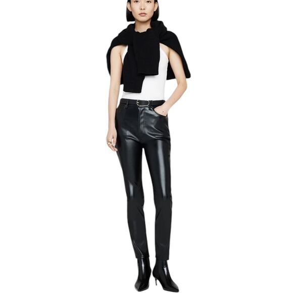 NWT ANINE BING Black Faux Leather Straight Leg Pants Trousers Women’s Size‎ 2 - Picture 1 of 15